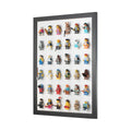 White wall mounted LEGO minifigure wall display that fits 36 minifigs