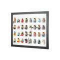 White wall mounted LEGO minifigure wall display that fits 32 minifigs