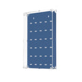 Blue LEGO minifigure wall mounted display case with a matte finish