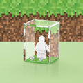 Acrylic display case with custom pixelated video game design that fits one minifigure