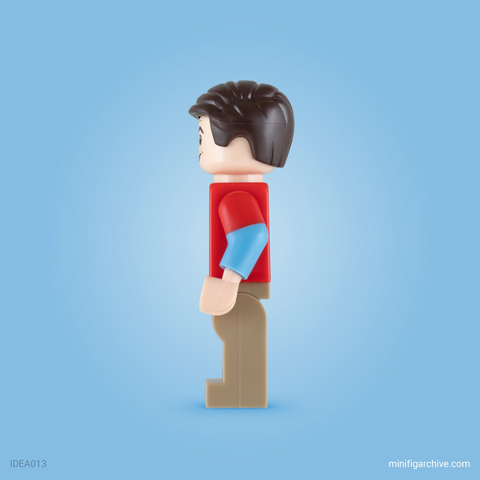 LEGO minifigure Sheldon Cooper from the Big Bang Theory sideways - idea025