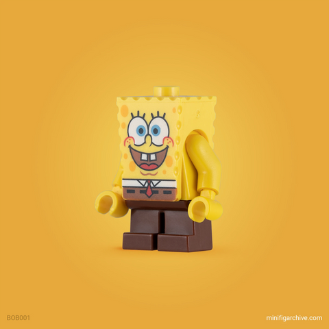 LEGO minifigure Spongebob Squarepants bob001 at an angle