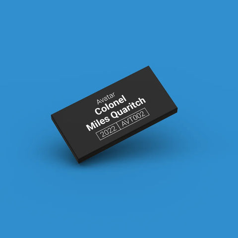 Black ID tag for LEGO Colonel Miles Quaritch avt002