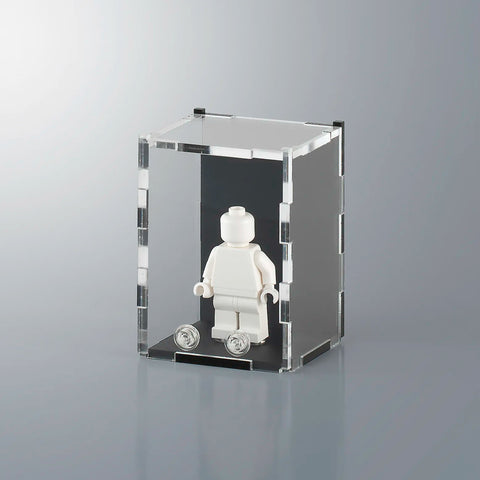 Black matte colored acrylic display case for a single LEGO minifigure