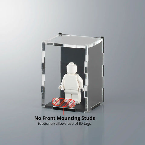 Black matte colored acrylic display case for a single LEGO minifigure