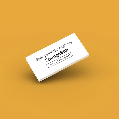 White LEGO Minifigure Identification tag for Spongebob bob001