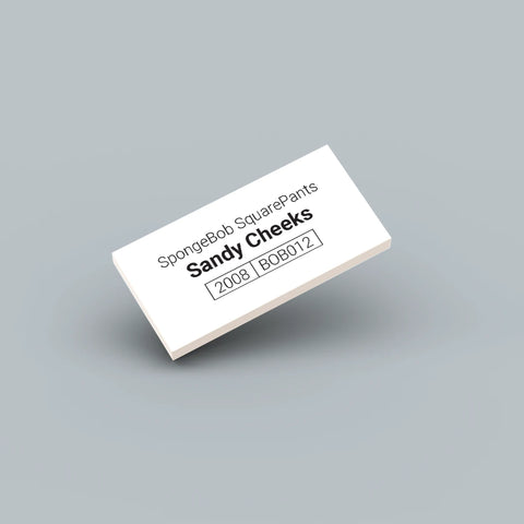 White LEGO Minifigure Identification tag for Sandy Cheeks bob012