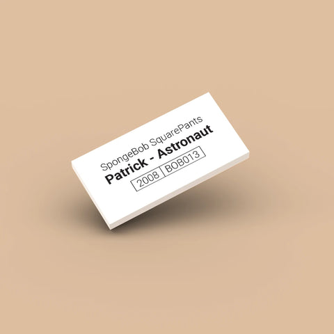 White LEGO Minifigure Identification tag for Patrick bob013