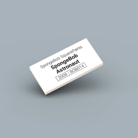 White LEGO Minifigure Identification tag for Spongebob Astronaut bob014