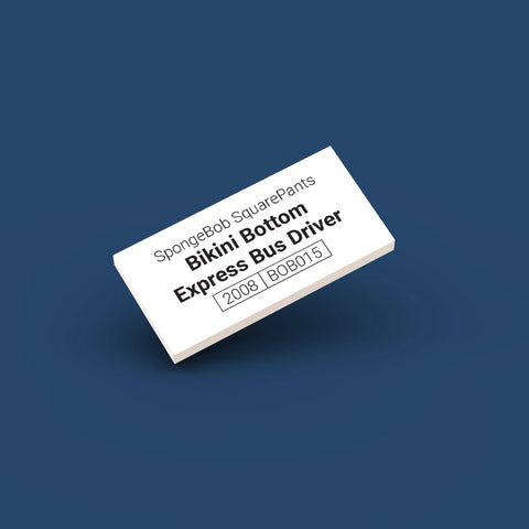 White LEGO Minifigure Identification tag for Bikini Bottom Express Bus Driver bob015