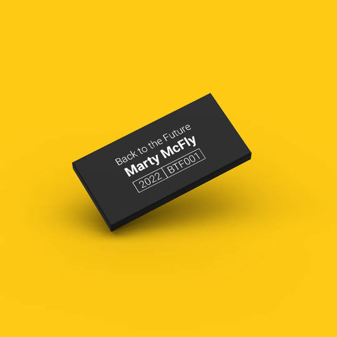 Black ID tag for LEGO Marty McFly btf001