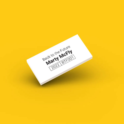 White ID tag for LEGO Marty McFly btf001
