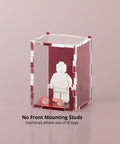 burgundy colored acrylic display case for a single LEGO minifigure