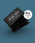 Set of tiles for all LEGO Iron Man minifigures in black