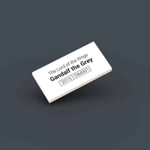 White LEGO Minifigure Identification tag for Gandalf the Grey dim001