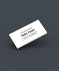 White LEGO Minifigure Identification tag for Abby Yates dim035