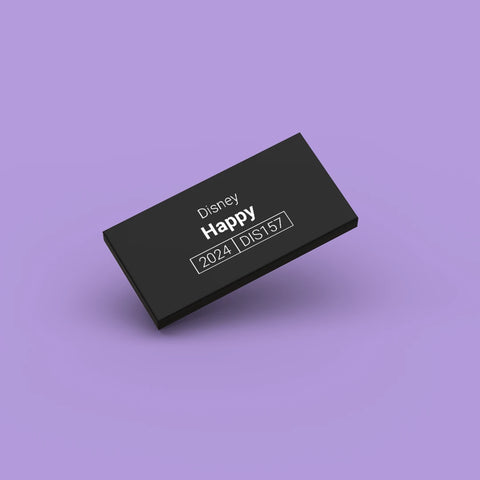 Black LEGO Minifigure Identification tag for Happy dis157