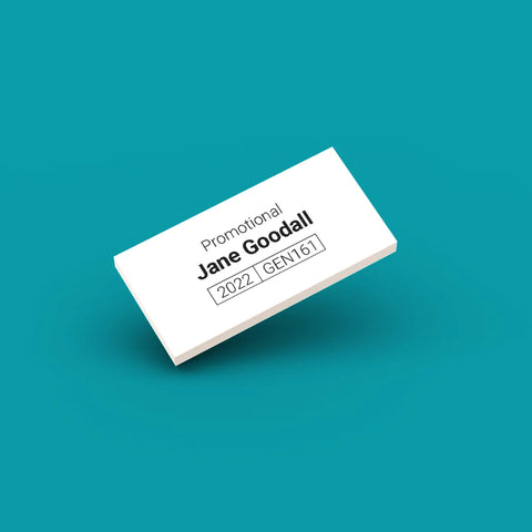 White ID tag for LEGO Jane Goodall gen161