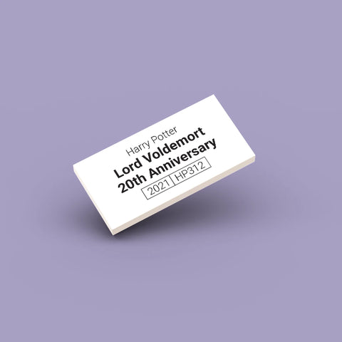 White LEGO Minifigure Identification tag for Lord Voldemort 20th Anniversary hp312