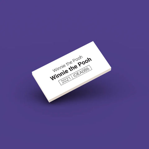 White LEGO Minifigure ID tag for Winnie the Pooh idea086