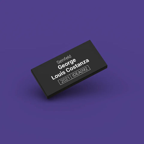 Black LEGO Minifigure Identification tag for George Louis Costanza idea092