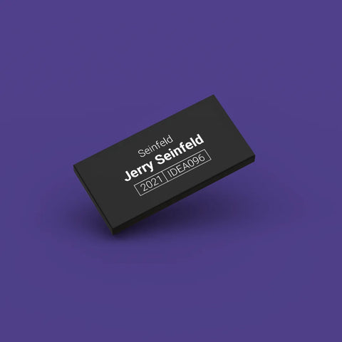 Black LEGO Minifigure Identification tag for Jerry Seinfeld idea096