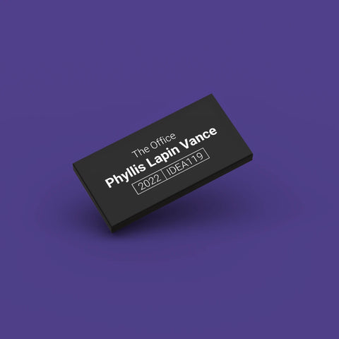 Black LEGO Minifigure Identification tag for Phyllis Lapin Vance idea119