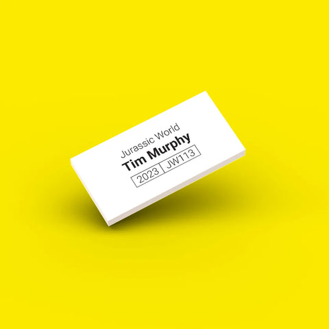 White ID tag for LEGO Tim Murphy jw113
