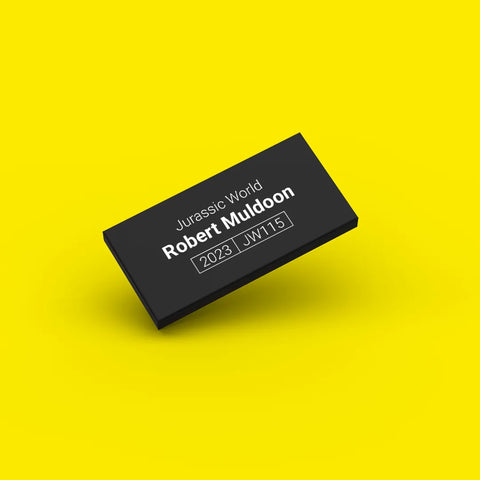 Black ID tag for LEGO Robert Muldoon jw115