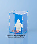 light blue colored acrylic display case for a single LEGO minifigure
