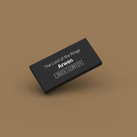 Black ID tag for LEGO minifigure Arwen lor121