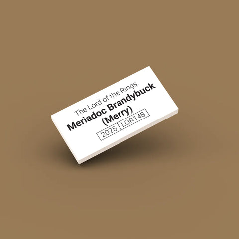 White ID tag for LEGO minifigure Meriadoc Brandybuck lor148
