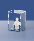 navy blue colored acrylic display case for a single LEGO minifigure