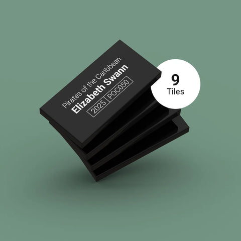 Black ID tags for LEGO Pirates of the Caribbean minifigures released in 2025
