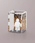 Display case with a custom pixel underground background design for a single LEGO minifigure with front studs