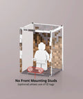 Display case with a custom pixel underground background design for a single LEGO minifigure without front studs