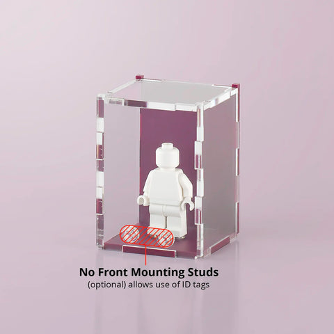 Plum matte colored acrylic display case for a single LEGO minifigure