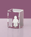 Plum matte colored acrylic display case for a single LEGO minifigure