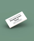 White ID tag for LEGO minifigure Elizabeth Swann Turner poc002