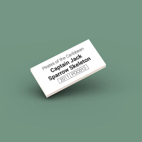 White ID tag for LEGO minifigure Captain Jack Sparrow Skeleton poc012