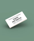 White ID tag for LEGO minifigure Captain Jack Sparrow poc035