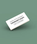 White ID tag for LEGO minifigure Lt Lesaro poc038