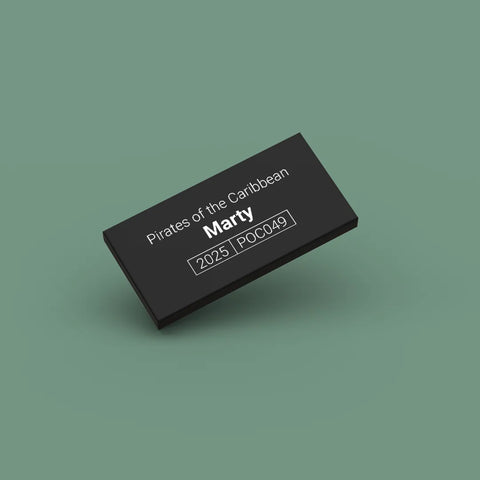 Black ID tag for LEGO minifigure Marty poc049