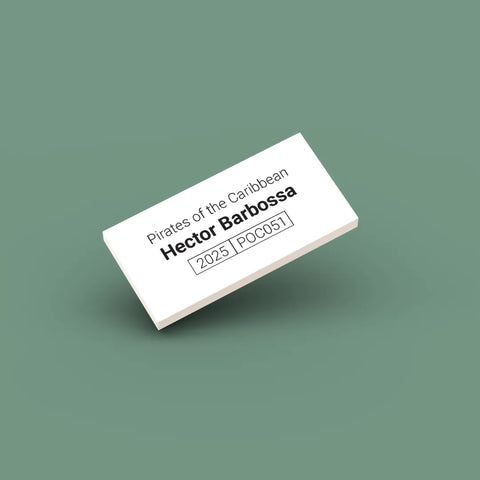 White ID tag for LEGO minifigure Hector Barbossa poc051