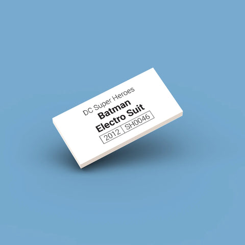 White LEGO Minifigure Identification tag for Batman Electro Suit sh0046