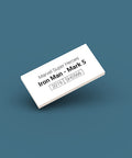 White identification tag for LEGO minifigure Iron Man Mark 5 sh0566