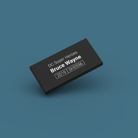 Black LEGO Minifigure Identification tag for Bruce Wayne sh0596