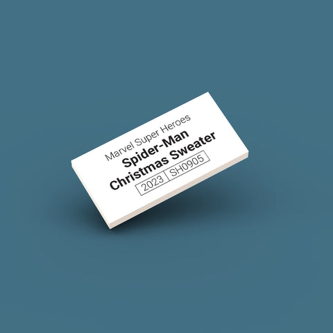 White LEGO Minifigure ID tag for Spider-Man Christmas Sweater sh0905