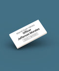Whte ID tag for LEGO Officer Jefferson Morales sh031