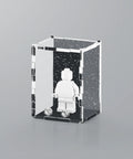 Acrylic display case with glitter stars design that fits one minifigure